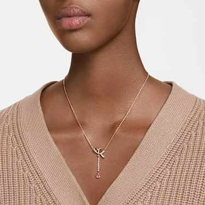 Volta Y pendant, Bow, Pink, Rose gold-tone plated by SWAROVSKI