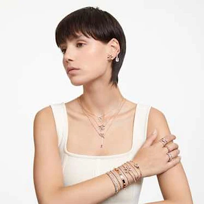 Volta stud earrings, Bow, Small, White, Rose gold-tone plated by SWAROVSKI