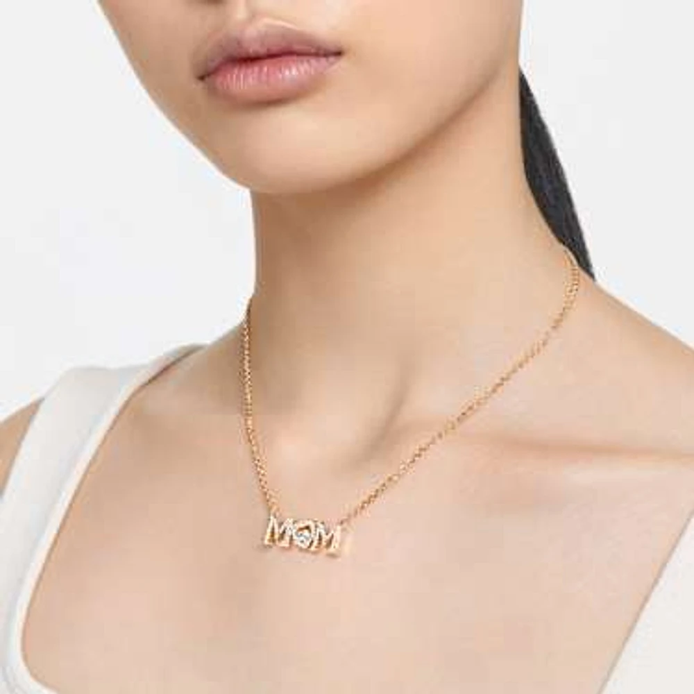 Mother’s Day necklace, Heart, White, Gold-tone plated by SWAROVSKI