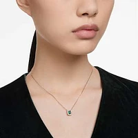 Una necklace, Octagon cut, Green, Rose gold-tone plated by SWAROVSKI