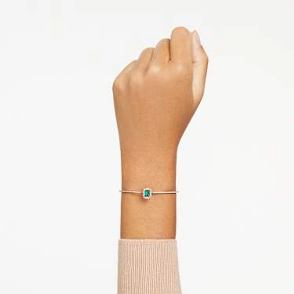 Una bangle, Octagon cut, Pavé, Green, Rose gold-tone plated by SWAROVSKI