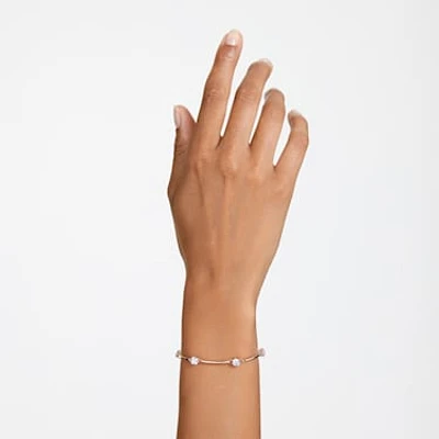 Constella bangle, Round cut, White, Rose gold-tone plated by SWAROVSKI