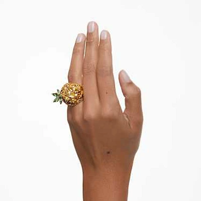 Idyllia cocktail ring, Pineapple, Multicoloured, Gold-tone plated by SWAROVSKI