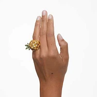 Idyllia cocktail ring, Pineapple, Multicoloured, Gold-tone plated by SWAROVSKI