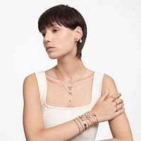 Hyperbola necklace, Bow, Small, White, Rose gold-tone plated by SWAROVSKI