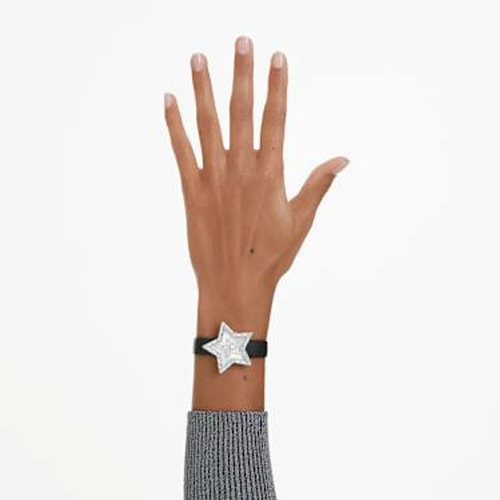 Stella watch, Swiss Made, Star, Leather strap, White, Stainless steel by SWAROVSKI