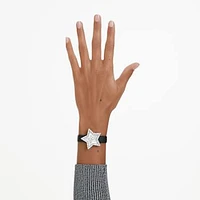 Stella watch, Swiss Made, Star, Leather strap, White, Stainless steel by SWAROVSKI