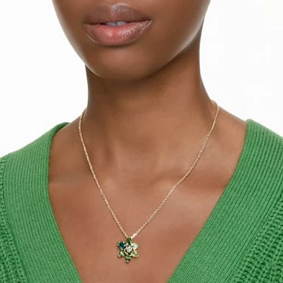 Gema pendant, Mixed cuts, Flower, Green, Gold-tone plated by SWAROVSKI