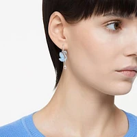 Swan drop earrings, Swan, Blue, Rhodium plated by SWAROVSKI