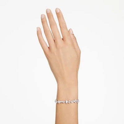Mesmera bracelet, Mixed cuts, White, Rhodium plated by SWAROVSKI