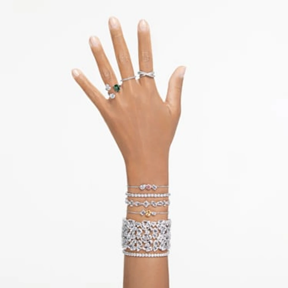Mesmera bracelet, Mixed cuts, White, Rhodium plated by SWAROVSKI