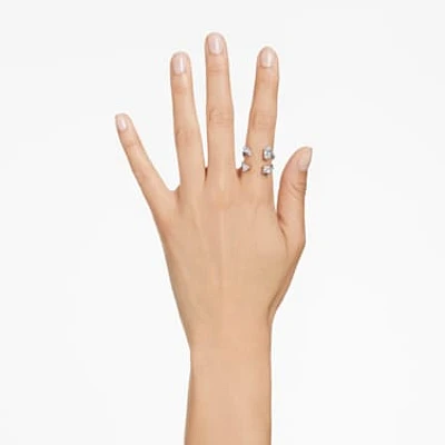 Mesmera open ring, Mixed cuts, White, Silver-tone finish by SWAROVSKI
