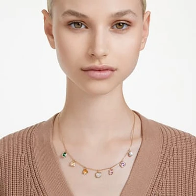 Stilla necklace, Mixed cuts, Multicoloured, Gold-tone plated by SWAROVSKI