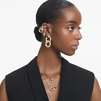Dextera hoop earrings, Mixed cuts, Interlocking loop, White, Gold-tone plated by SWAROVSKI