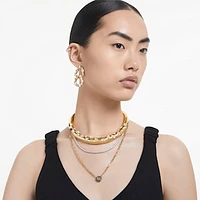 Dextera hoop earrings, Mixed cuts, Interlocking loop, White, Gold-tone plated by SWAROVSKI