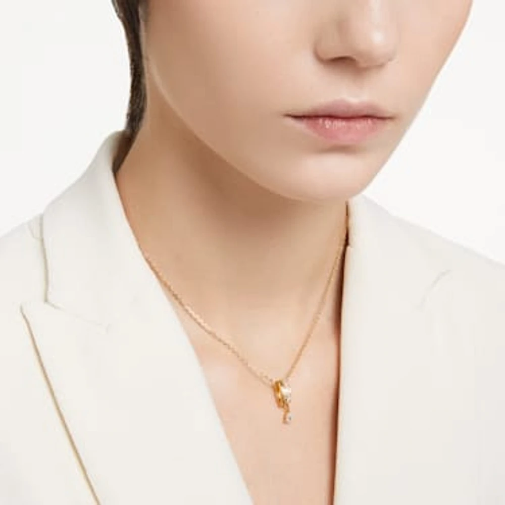 Dextera pendant, Mixed cuts, White, Gold-tone plated by SWAROVSKI