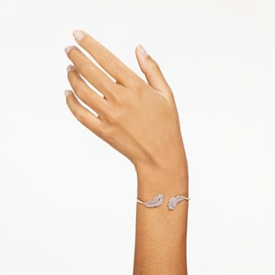 Nice bangle, Feather, White, Rose gold-tone plated by SWAROVSKI