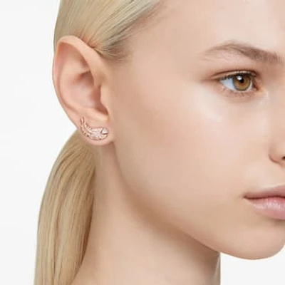 Nice stud earrings, Feather, White, Rose gold-tone plated by SWAROVSKI