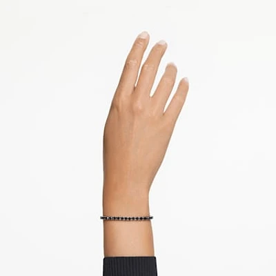 Matrix Tennis bracelet, Round cut, Black, Ruthenium plated by SWAROVSKI