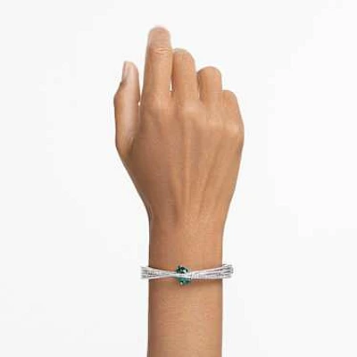 Hyperbola bangle, Green, Rhodium plated by SWAROVSKI