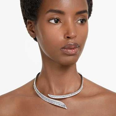 Hyperbola necklace, White, Rhodium plated by SWAROVSKI