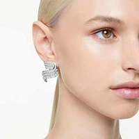 Hyperbola stud earrings, Mixed cuts, White, Rhodium plated by SWAROVSKI