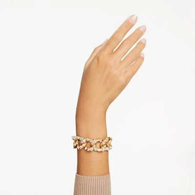 Dextera bracelet, Statement, Mixed cuts, White, Gold-tone plated by SWAROVSKI