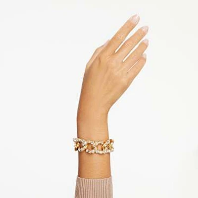 Imber bracelet, Statement, Mixed cuts, White, Gold-tone plated by SWAROVSKI