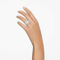 Sublima cocktail ring, Moon, White, Rhodium plated by SWAROVSKI