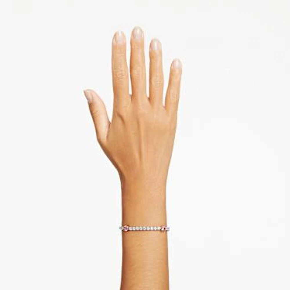 Matrix Tennis bracelet, Mixed cuts, Pink, Rhodium plated by SWAROVSKI