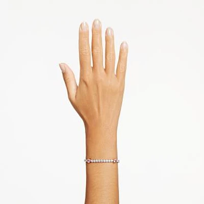 Matrix Tennis bracelet, Mixed cuts, Pink, Rhodium plated by SWAROVSKI