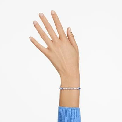 Matrix Tennis bracelet, Mixed cuts, Blue, Rhodium plated by SWAROVSKI