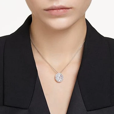 Mesmera pendant, Octagon cut, Small, White, Rhodium plated by SWAROVSKI