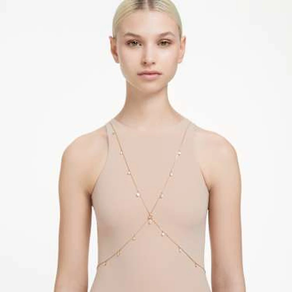 Imber body chain, Mixed cuts, White, Gold-tone plated by SWAROVSKI