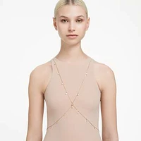 Imber body chain, Mixed cuts, White, Gold-tone plated by SWAROVSKI