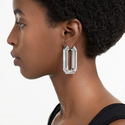 Lucent hoop earrings, Statement, Octagon shape, White by SWAROVSKI