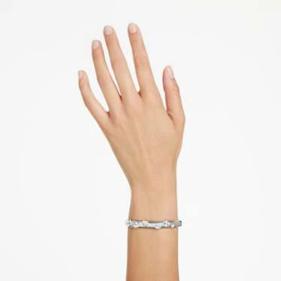 Imber bangle, Mixed cuts, White, Rhodium plated by SWAROVSKI