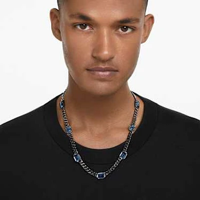 Millenia necklace, Octagon cut, Blue, Ruthenium plated by SWAROVSKI