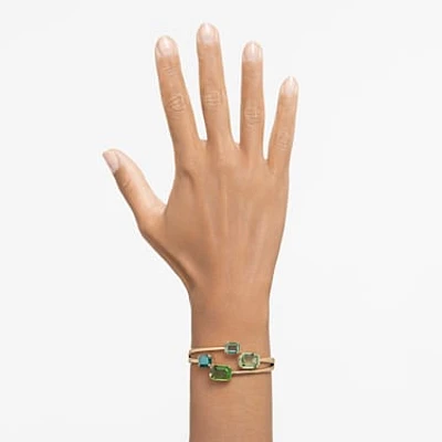 Millenia bangle, Octagon cut, Green, Gold-tone plated by SWAROVSKI