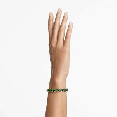 Millenia Tennis bracelet, Octagon cut, Color gradient, Green, Gold-tone plated by SWAROVSKI