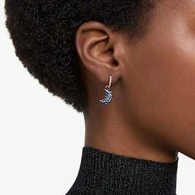 Luna drop earrings, Crystal pearl, Asymmetrical design, Moon, Multicolored, Rose gold-tone plated by SWAROVSKI