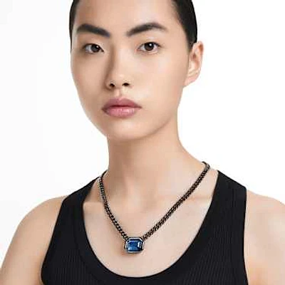 Imber pendant, Octagon cut, Blue, Ruthenium plated by SWAROVSKI