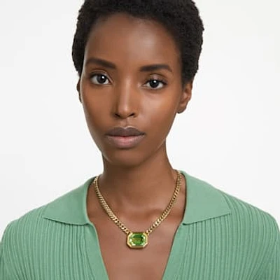 Imber pendant, Octagon cut, Green, Gold-tone plated by SWAROVSKI