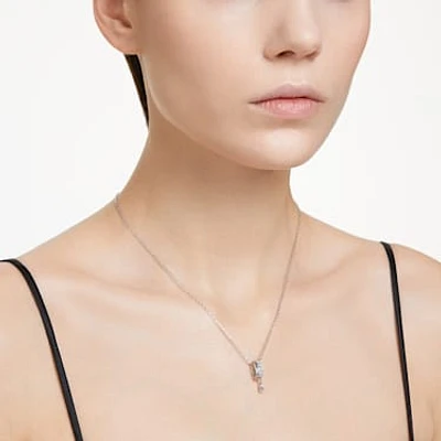 Dextera pendant, Mixed cuts, White, Rhodium plated by SWAROVSKI