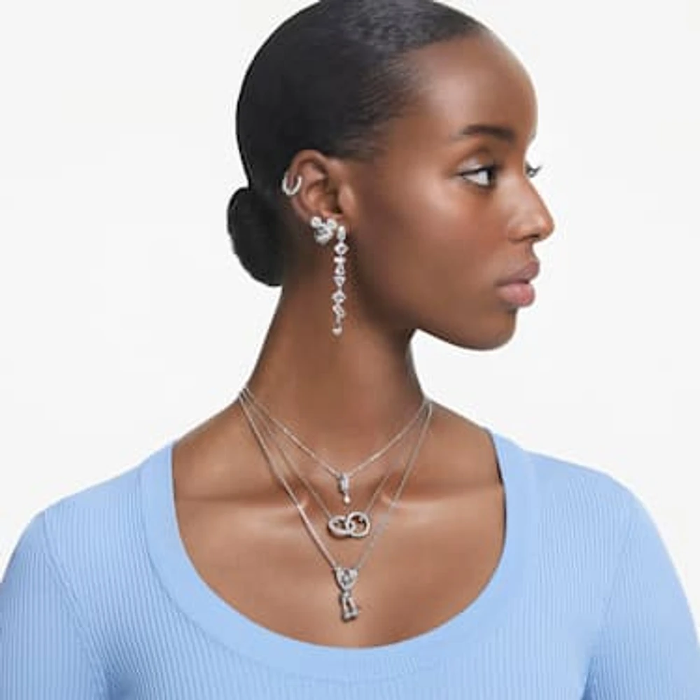 Dextera pendant, Mixed cuts, White, Rhodium plated by SWAROVSKI