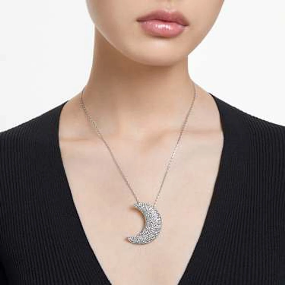 Sublima pendant, Moon, White, Rhodium plated by SWAROVSKI