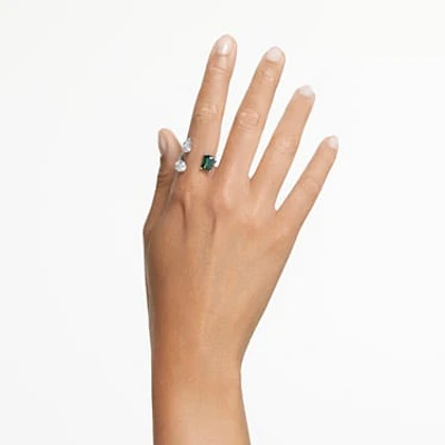 Mesmera open ring, Mixed cuts, Green, Silver-tone finish by SWAROVSKI