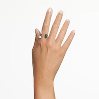 Mesmera open ring, Mixed cuts, Green, Silver-tone finish by SWAROVSKI