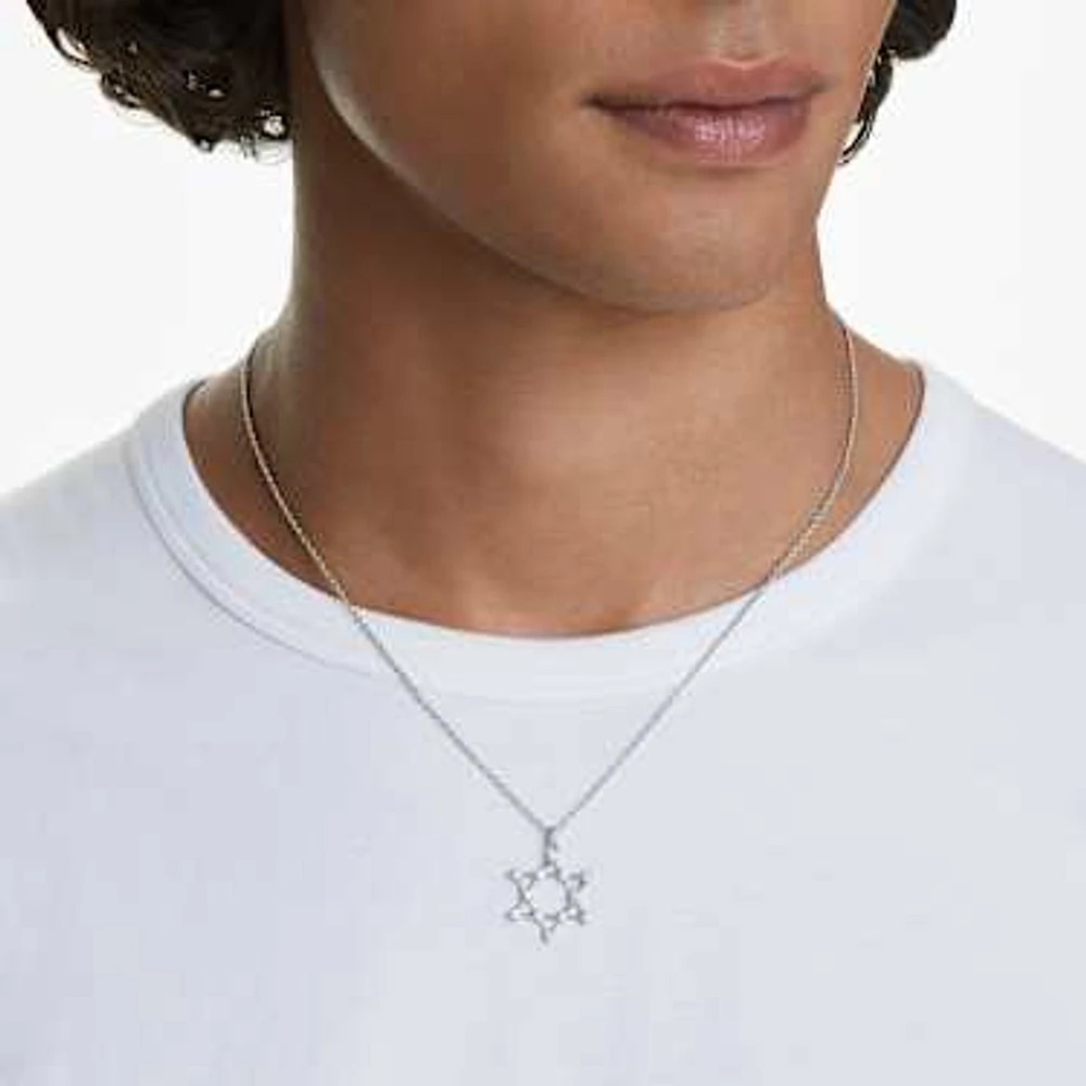 Insigne pendant, Round cut, Star, White, Rhodium plated by SWAROVSKI