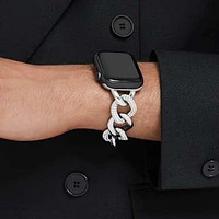 Sparkling chain strap, For Apple Watch® 40 mm & 41mm, Silver tone, Stainless steel by SWAROVSKI